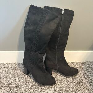 Heeled Knee-High Boots Black